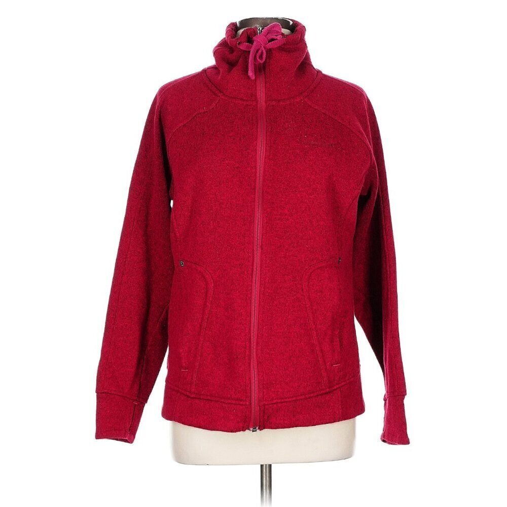 Avalanche Women's Full Zip Sweater Jacket Red Marled High Neck Drawstring Pocket